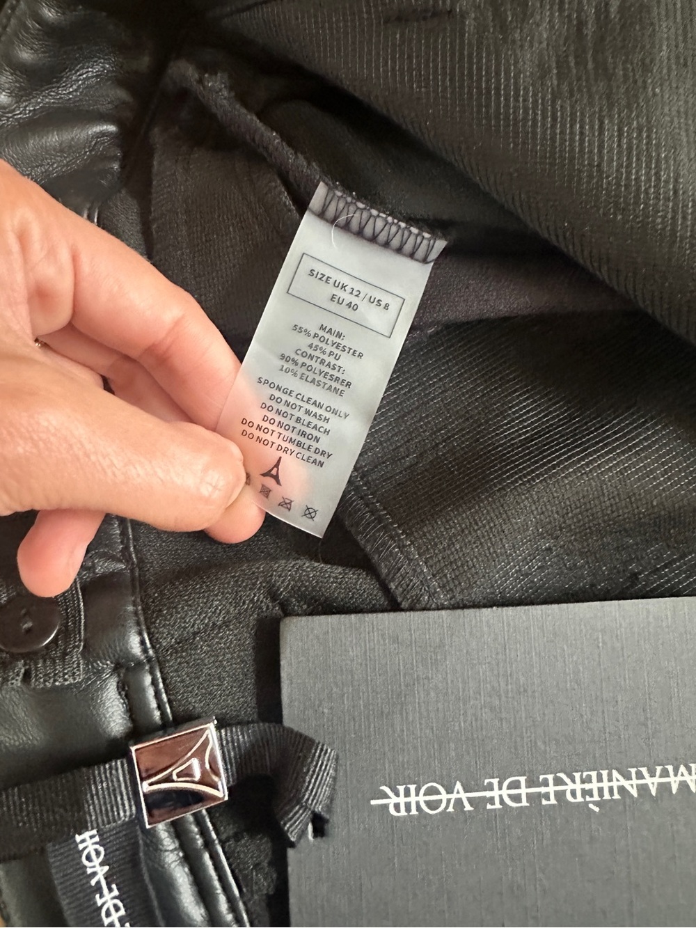 Manière De Voir 🖤 Leather Velvet Cargo Pants Black NWT US 8 - Picture 5 of 10